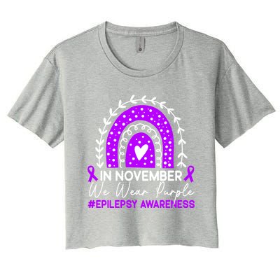 In November We Wear Purple Epilepsy Awareness Month Gift Women's Crop Top Tee