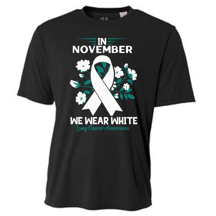 In November We Wear White Lung Cancer Awareness Month Flower Cooling Performance Crew T-Shirt