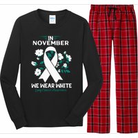 In November We Wear White Lung Cancer Awareness Month Flower Long Sleeve Pajama Set