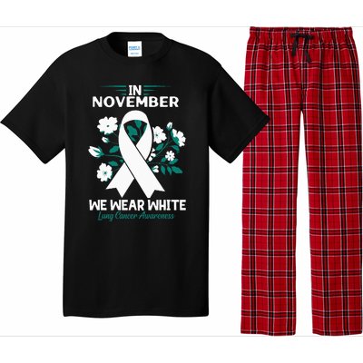 In November We Wear White Lung Cancer Awareness Month Flower Pajama Set