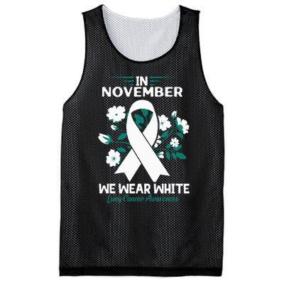 In November We Wear White Lung Cancer Awareness Month Flower Mesh Reversible Basketball Jersey Tank