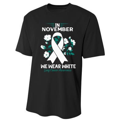 In November We Wear White Lung Cancer Awareness Month Flower Performance Sprint T-Shirt