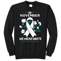 In November We Wear White Lung Cancer Awareness Month Flower Tall Sweatshirt