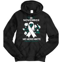 In November We Wear White Lung Cancer Awareness Month Flower Tie Dye Hoodie