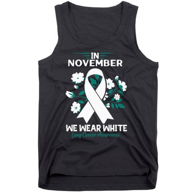 In November We Wear White Lung Cancer Awareness Month Flower Tank Top