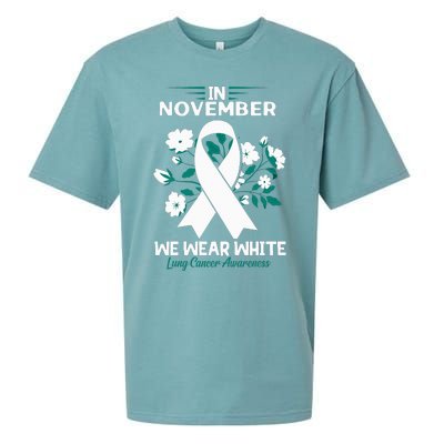 In November We Wear White Lung Cancer Awareness Month Flower Sueded Cloud Jersey T-Shirt