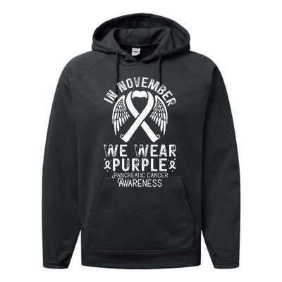 In November We Wear Purple Pancreatic Cancer Awareness  Performance Fleece Hoodie