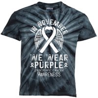 In November We Wear Purple Pancreatic Cancer Awareness  Kids Tie-Dye T-Shirt