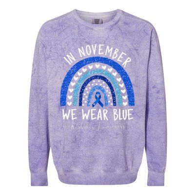 In November We Wear Blue Diabetes Awareness Colorblast Crewneck Sweatshirt