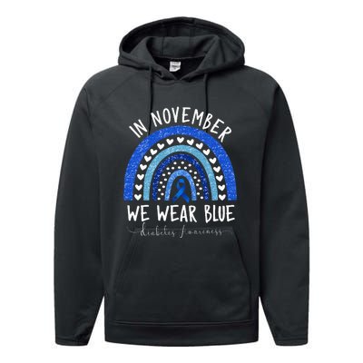 In November We Wear Blue Diabetes Awareness Performance Fleece Hoodie