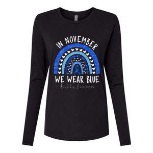 In November We Wear Blue Diabetes Awareness Womens Cotton Relaxed Long Sleeve T-Shirt