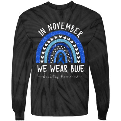 In November We Wear Blue Diabetes Awareness Tie-Dye Long Sleeve Shirt