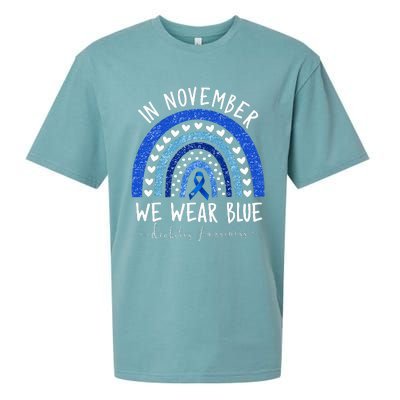 In November We Wear Blue Diabetes Awareness Sueded Cloud Jersey T-Shirt