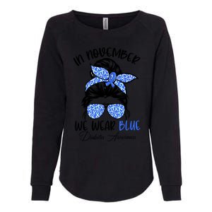 In November We Wear Blue Messy Bun Diabetes Support Womens California Wash Sweatshirt