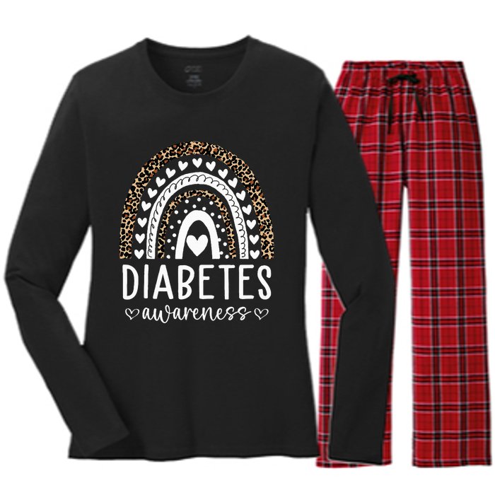 In November We Wear Blue Diabetes Awareness Month Women's Long Sleeve Flannel Pajama Set 