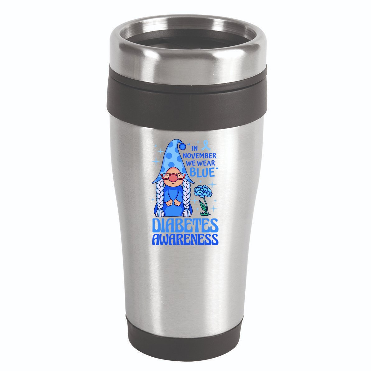 In November We Wear Blue For Diabetes Awareness 16oz Travel Tumbler