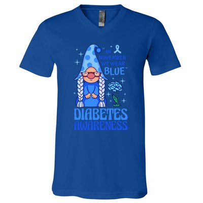 In November We Wear Blue For Diabetes Awareness V-Neck T-Shirt