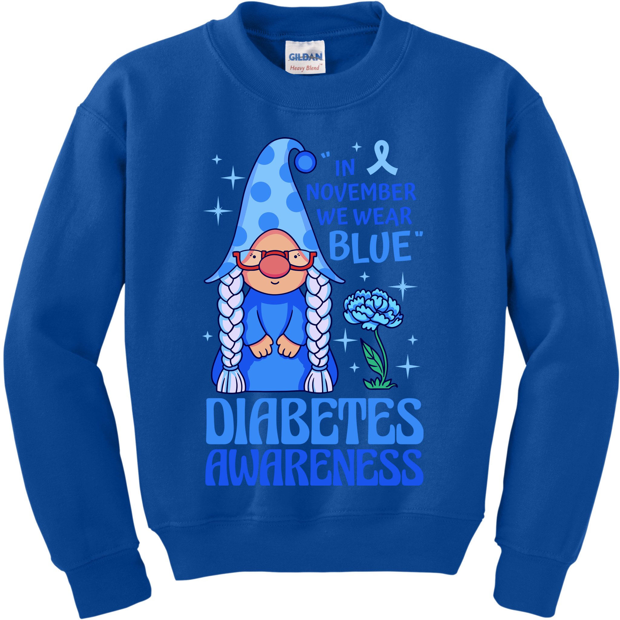 In November We Wear Blue For Diabetes Awareness Kids Sweatshirt