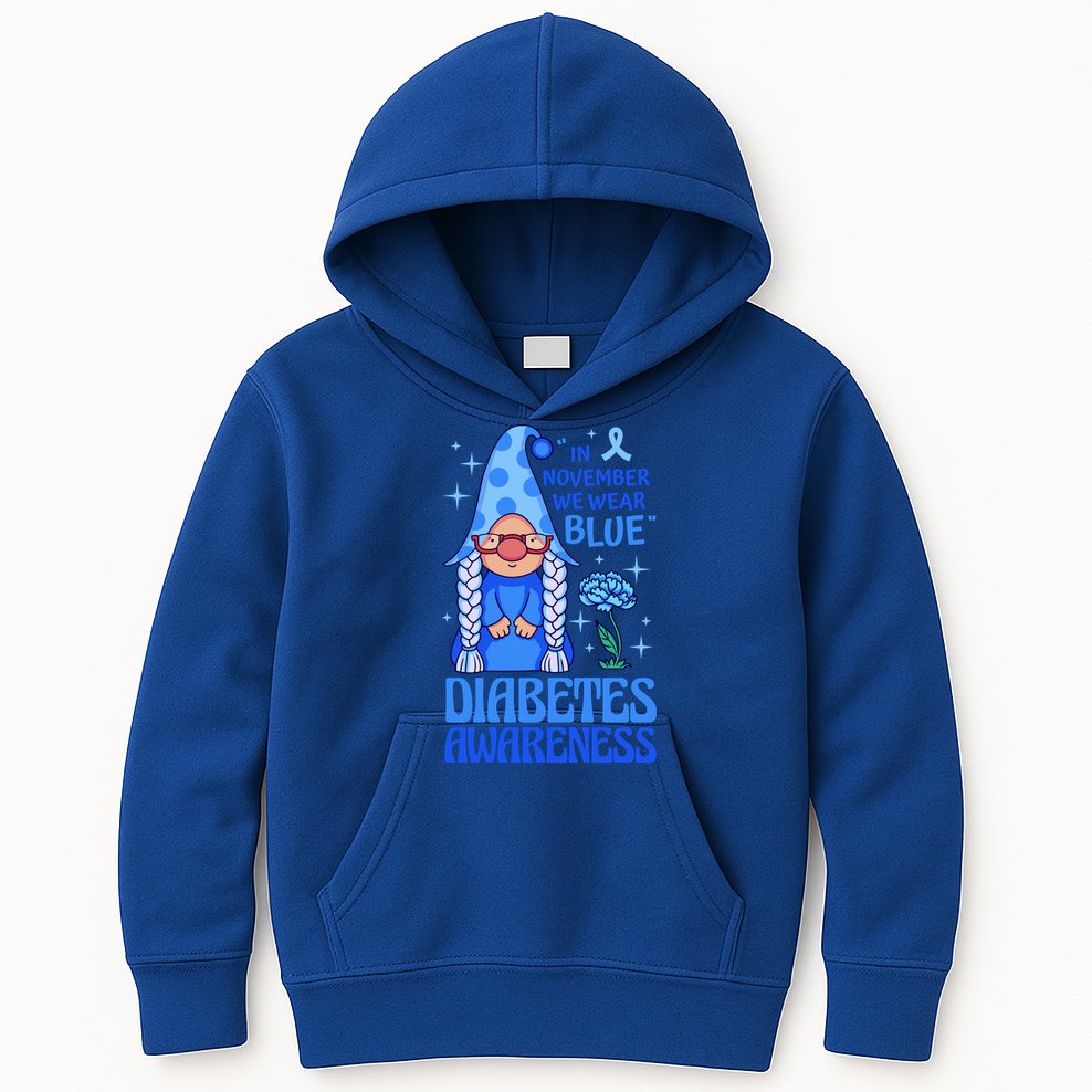 In November We Wear Blue For Diabetes Awareness Kids Hoodie