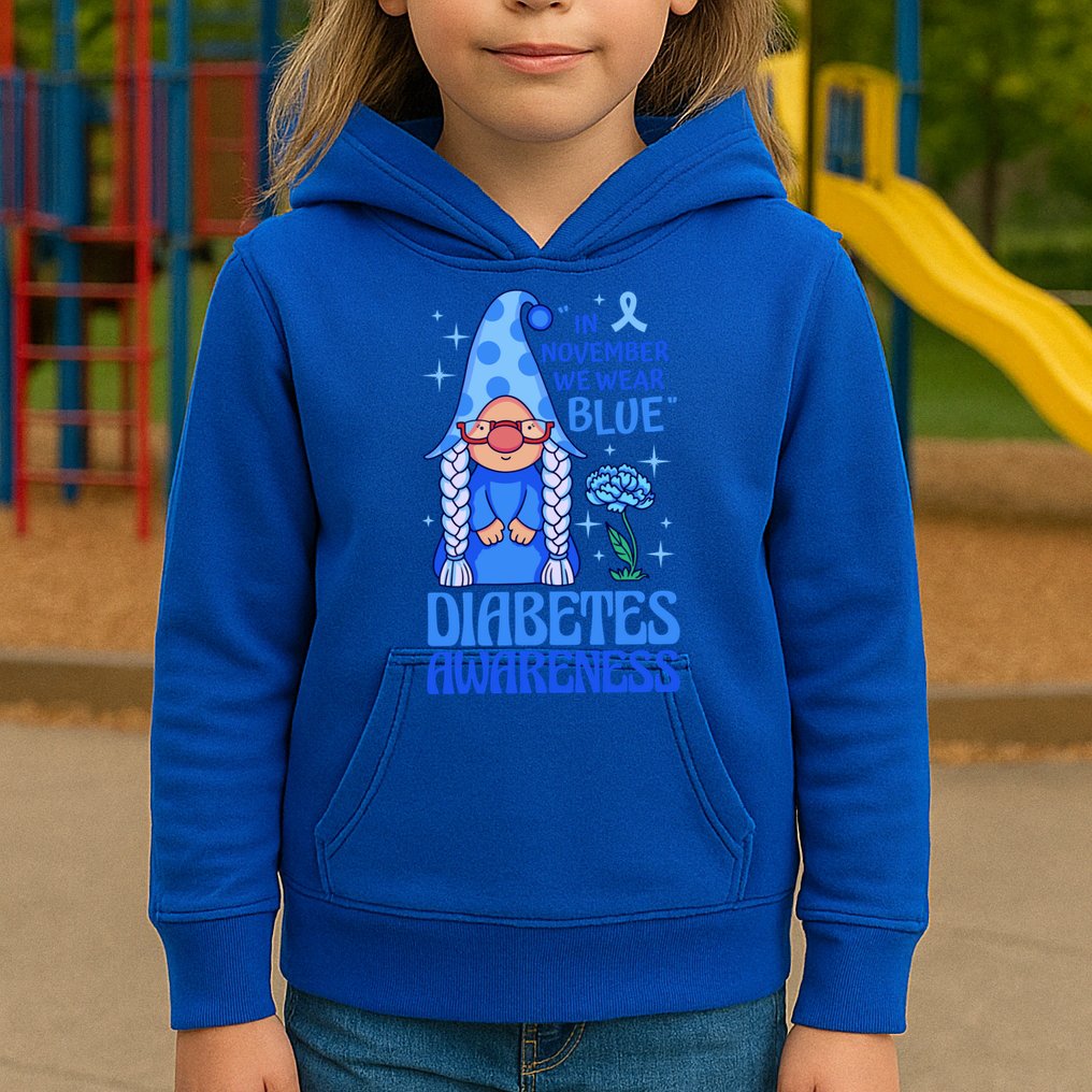 In November We Wear Blue For Diabetes Awareness Kids Hoodie
