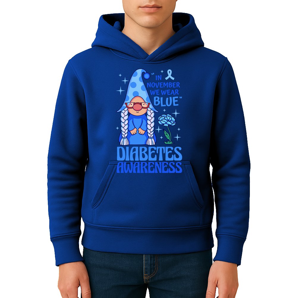 In November We Wear Blue For Diabetes Awareness Kids Hoodie