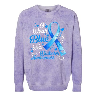 In November We Wear Blue Ribbon Diabetes Awareness Month Colorblast Crewneck Sweatshirt