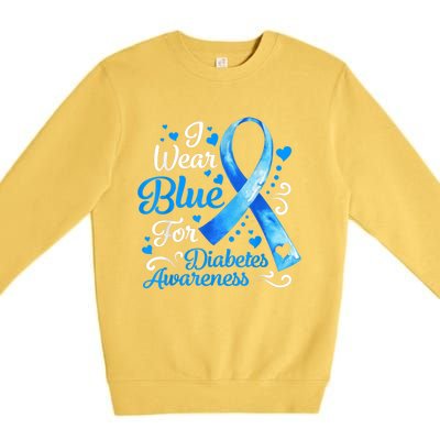 In November We Wear Blue Ribbon Diabetes Awareness Month Premium Crewneck Sweatshirt