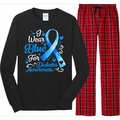 In November We Wear Blue Ribbon Diabetes Awareness Month Long Sleeve Pajama Set