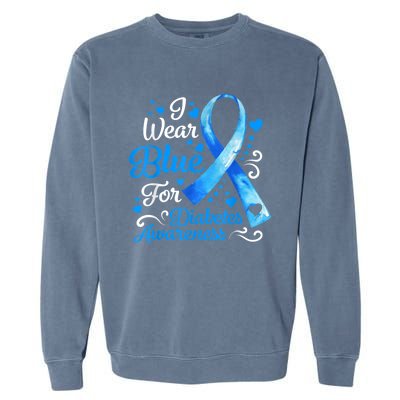 In November We Wear Blue Ribbon Diabetes Awareness Month Garment-Dyed Sweatshirt