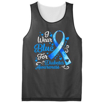 In November We Wear Blue Ribbon Diabetes Awareness Month Mesh Reversible Basketball Jersey Tank