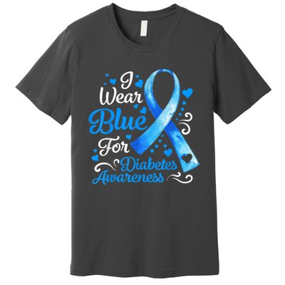 In November We Wear Blue Ribbon Diabetes Awareness Month Premium T-Shirt