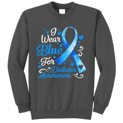 In November We Wear Blue Ribbon Diabetes Awareness Month Tall Sweatshirt