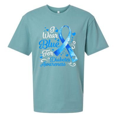 In November We Wear Blue Ribbon Diabetes Awareness Month Sueded Cloud Jersey T-Shirt