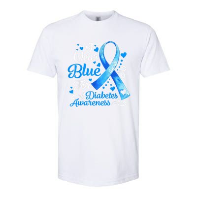 In November We Wear Blue Ribbon Diabetes Awareness Month Softstyle CVC T-Shirt