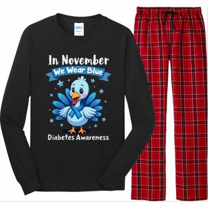 In November We Wear Blue Thanksgiving Diabetes Awareness Long Sleeve Pajama Set