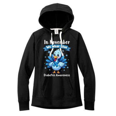 In November We Wear Blue Thanksgiving Diabetes Awareness Women's Fleece Hoodie