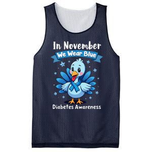 In November We Wear Blue Thanksgiving Diabetes Awareness Mesh Reversible Basketball Jersey Tank