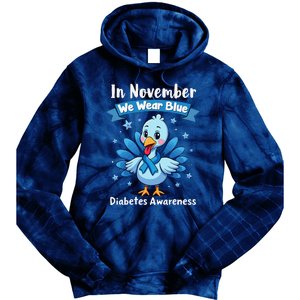 In November We Wear Blue Thanksgiving Diabetes Awareness Tie Dye Hoodie