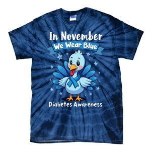 In November We Wear Blue Thanksgiving Diabetes Awareness Tie-Dye T-Shirt