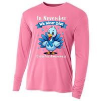 In November We Wear Blue Thanksgiving Diabetes Awareness Cooling Performance Long Sleeve Crew