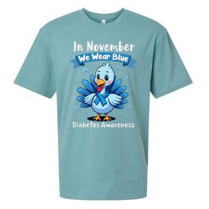 In November We Wear Blue Thanksgiving Diabetes Awareness Sueded Cloud Jersey T-Shirt