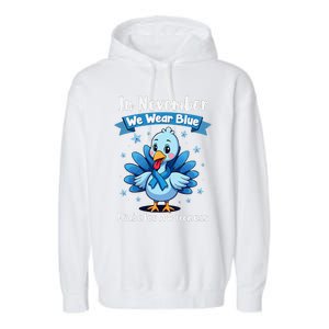 In November We Wear Blue Thanksgiving Diabetes Awareness Garment-Dyed Fleece Hoodie