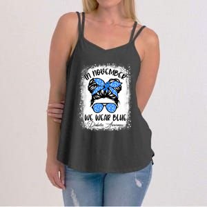 In November We Wear Blue Support Squad Diabetes Awareness Women's Strappy Tank