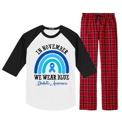 In November We Wear Blue Diabetes Awareness Rainbow Raglan Sleeve Pajama Set