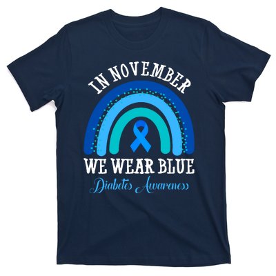 In November We Wear Blue Diabetes Awareness Rainbow T-Shirt