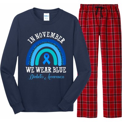 In November We Wear Blue Diabetes Awareness Rainbow Long Sleeve Pajama Set