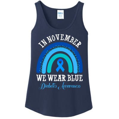 In November We Wear Blue Diabetes Awareness Rainbow Ladies Essential Tank