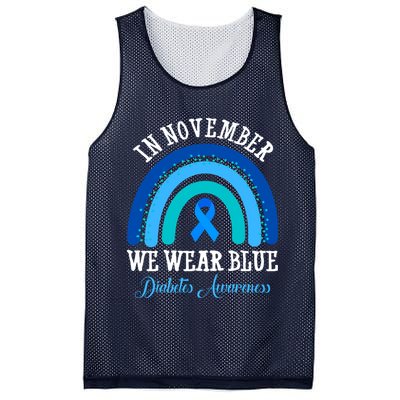 In November We Wear Blue Diabetes Awareness Rainbow Mesh Reversible Basketball Jersey Tank