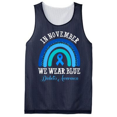 In November We Wear Blue Diabetes Awareness Rainbow Mesh Reversible Basketball Jersey Tank