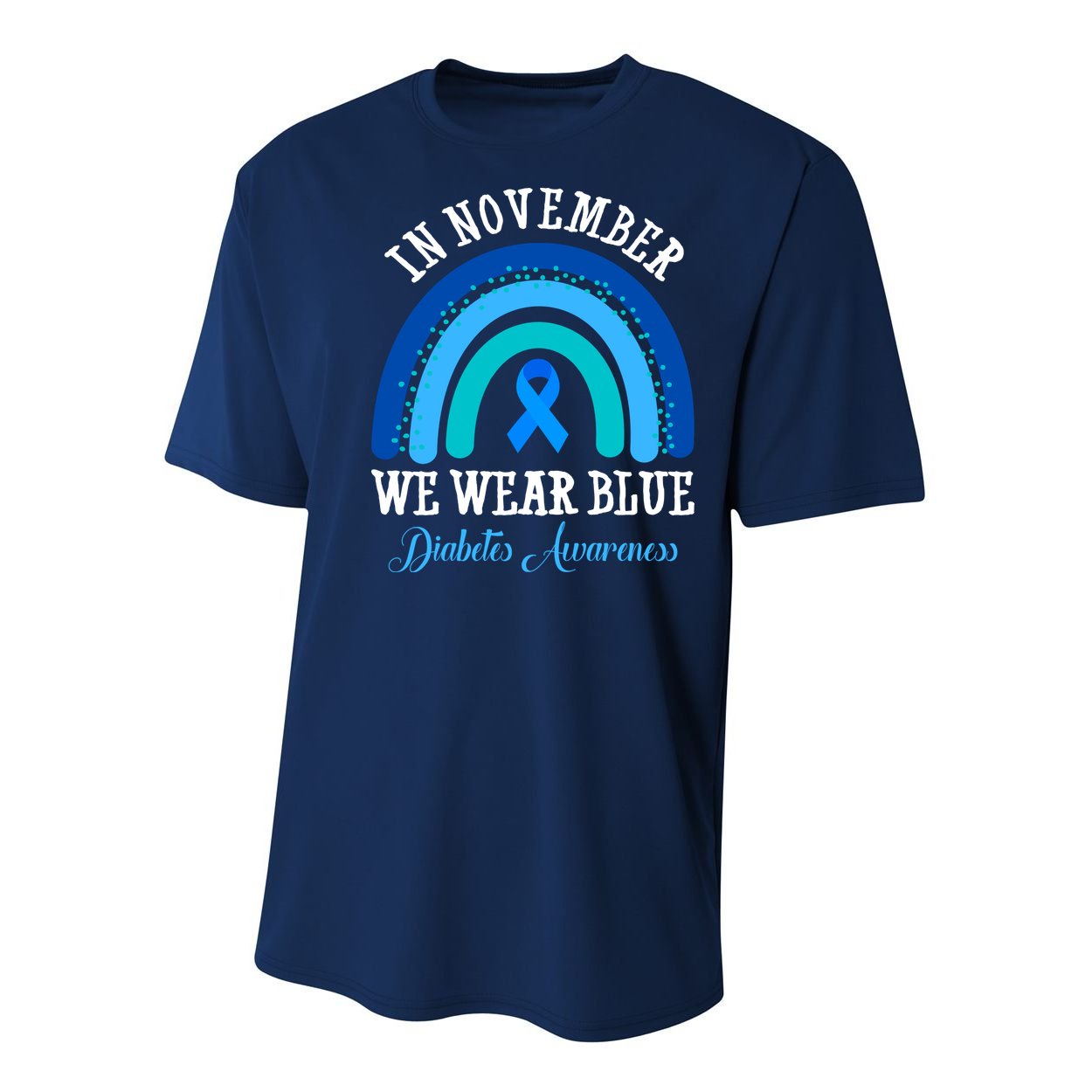 In November We Wear Blue Diabetes Awareness Rainbow Youth Performance Sprint T-Shirt